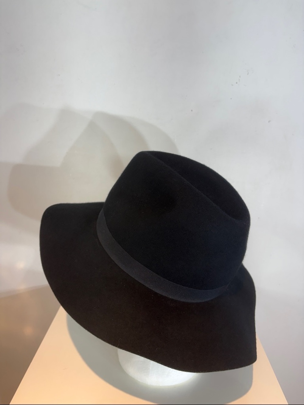 Adrienne Vittadini Black Wool Fedora Hat Embroidered Floral Boho Wide Brim - Picture 3 of 11
